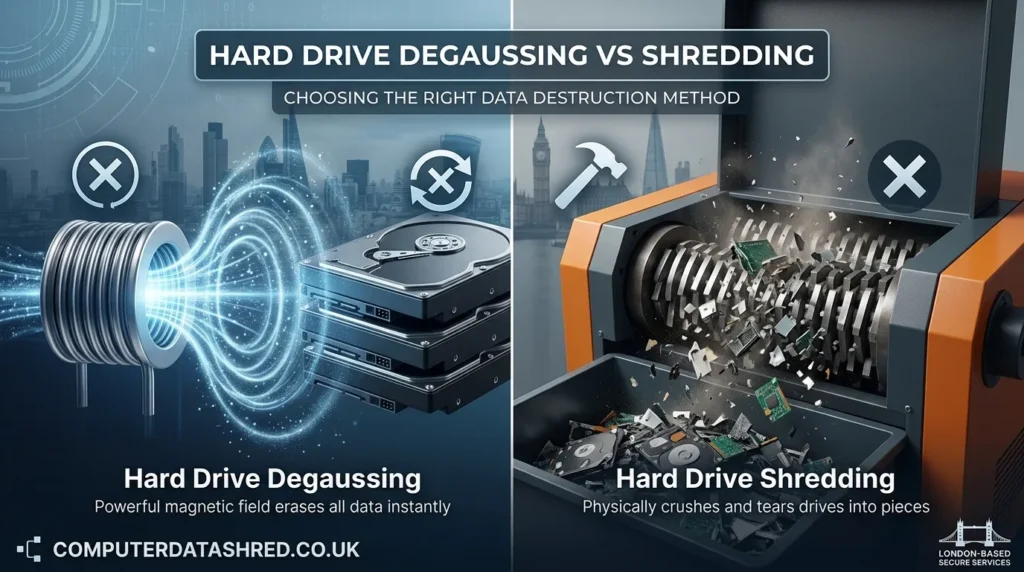 Degaussing vs Shredding London Secure Data Destruction